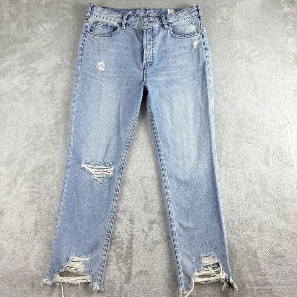 We The Free Light Blue Distressed Straight Leg Jeans